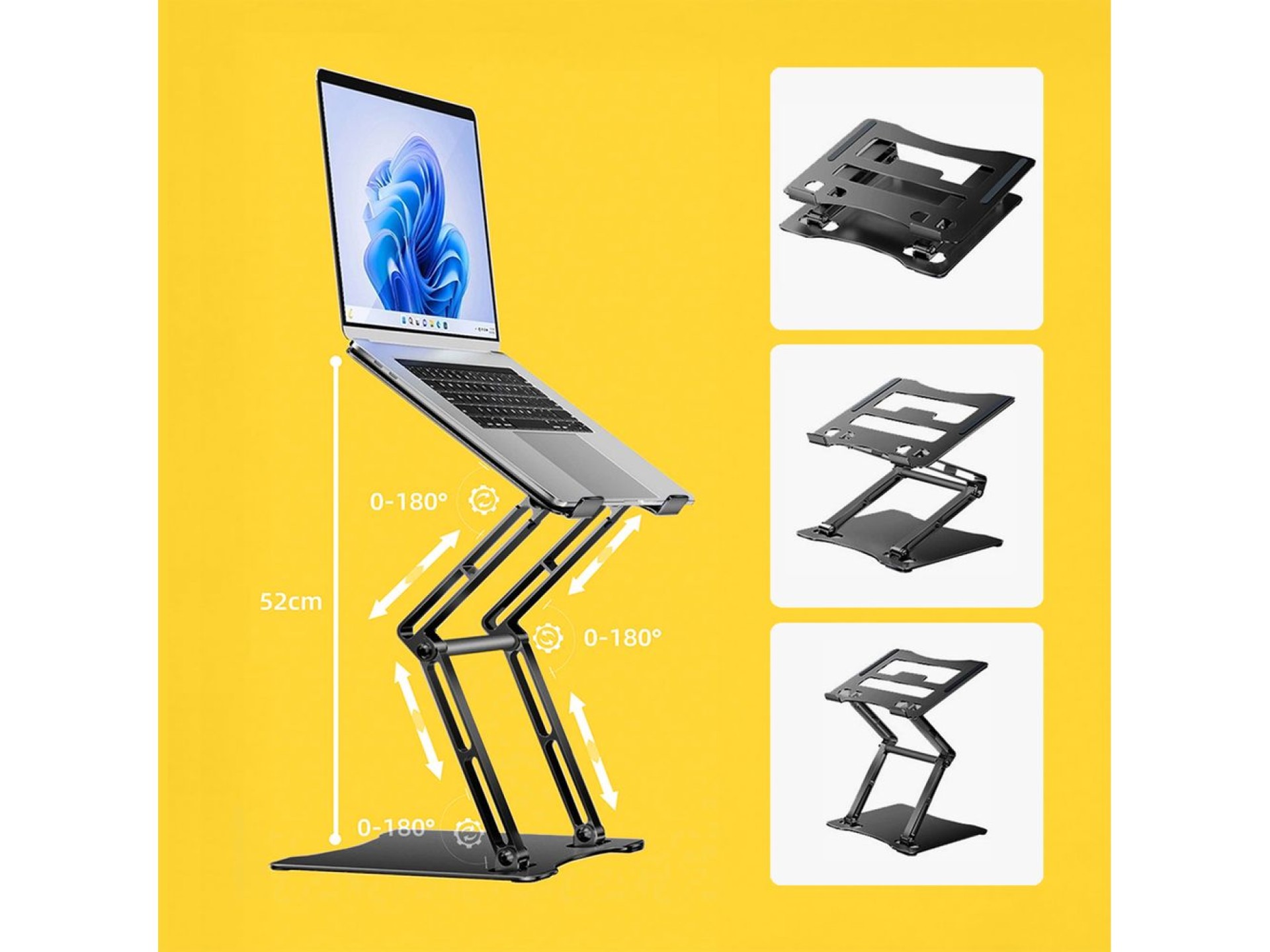 Wozinsky WRS-CPY75DSB Aluminum Laptop and Tablet Stand + Free Smartphone Stand - Black