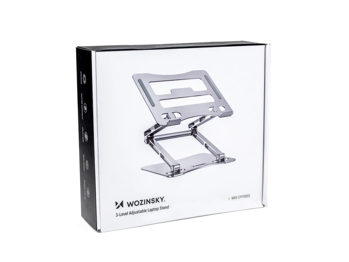 Wozinsky WRS-CPY75DSS Aluminum Laptop and Tablet Stand + Free Smartphone Stand - Silver