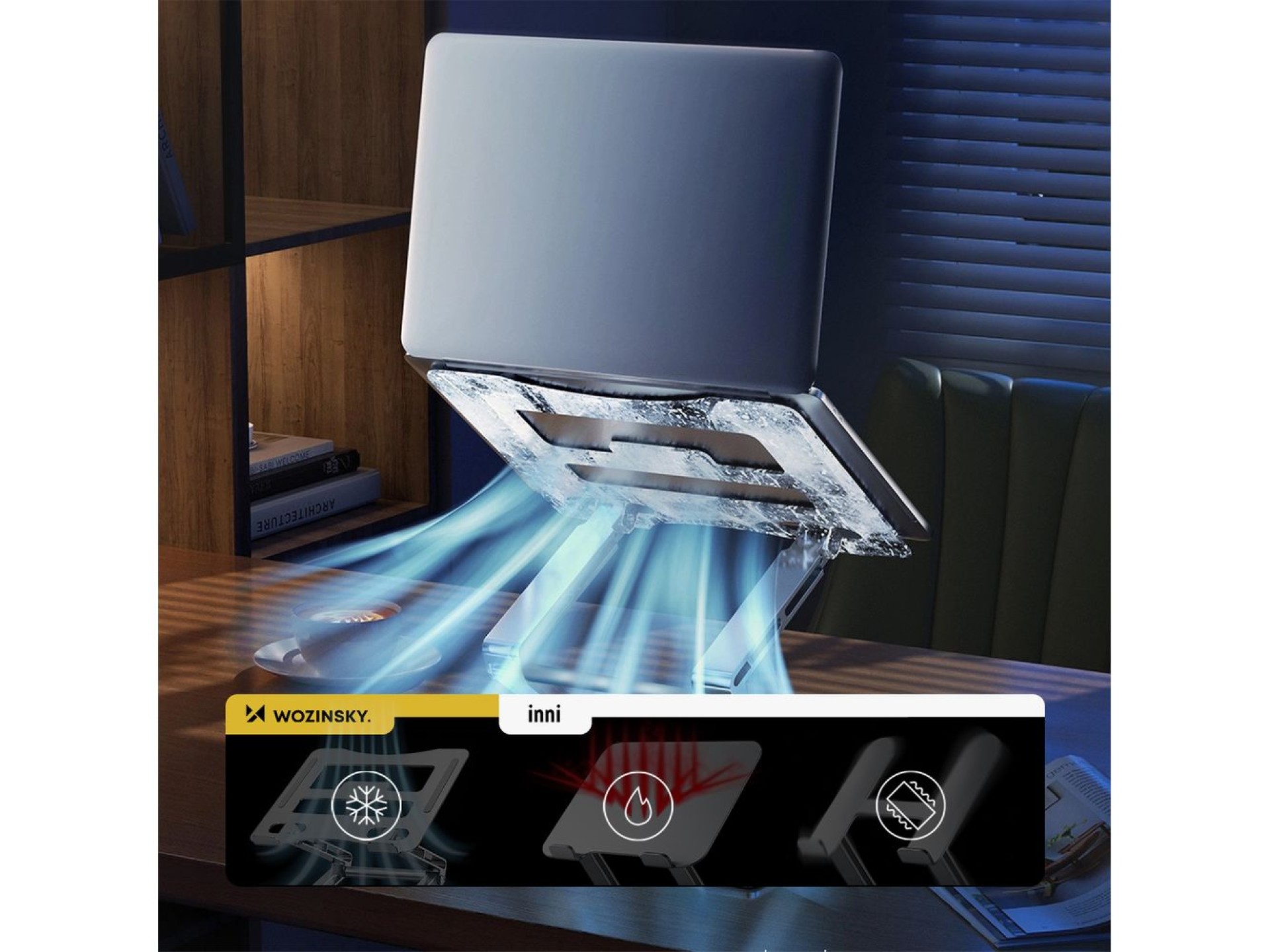 Wozinsky WRS-CPY75DSS Aluminum Laptop and Tablet Stand + Free Smartphone Stand - Silver