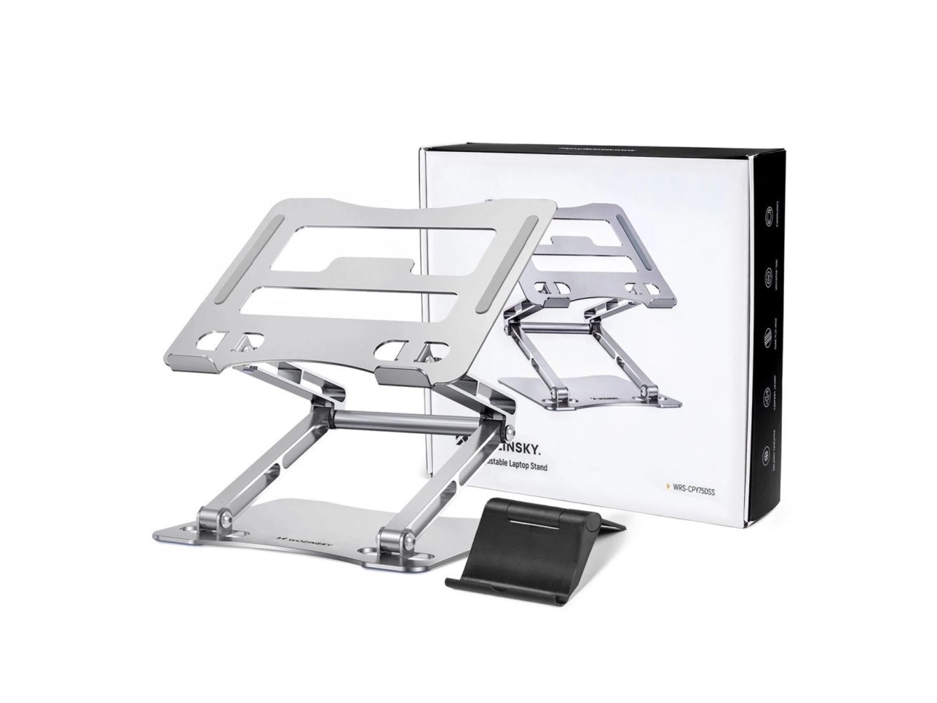 Wozinsky WRS-CPY75DSS Aluminum Laptop and Tablet Stand + Free Smartphone Stand - Silver