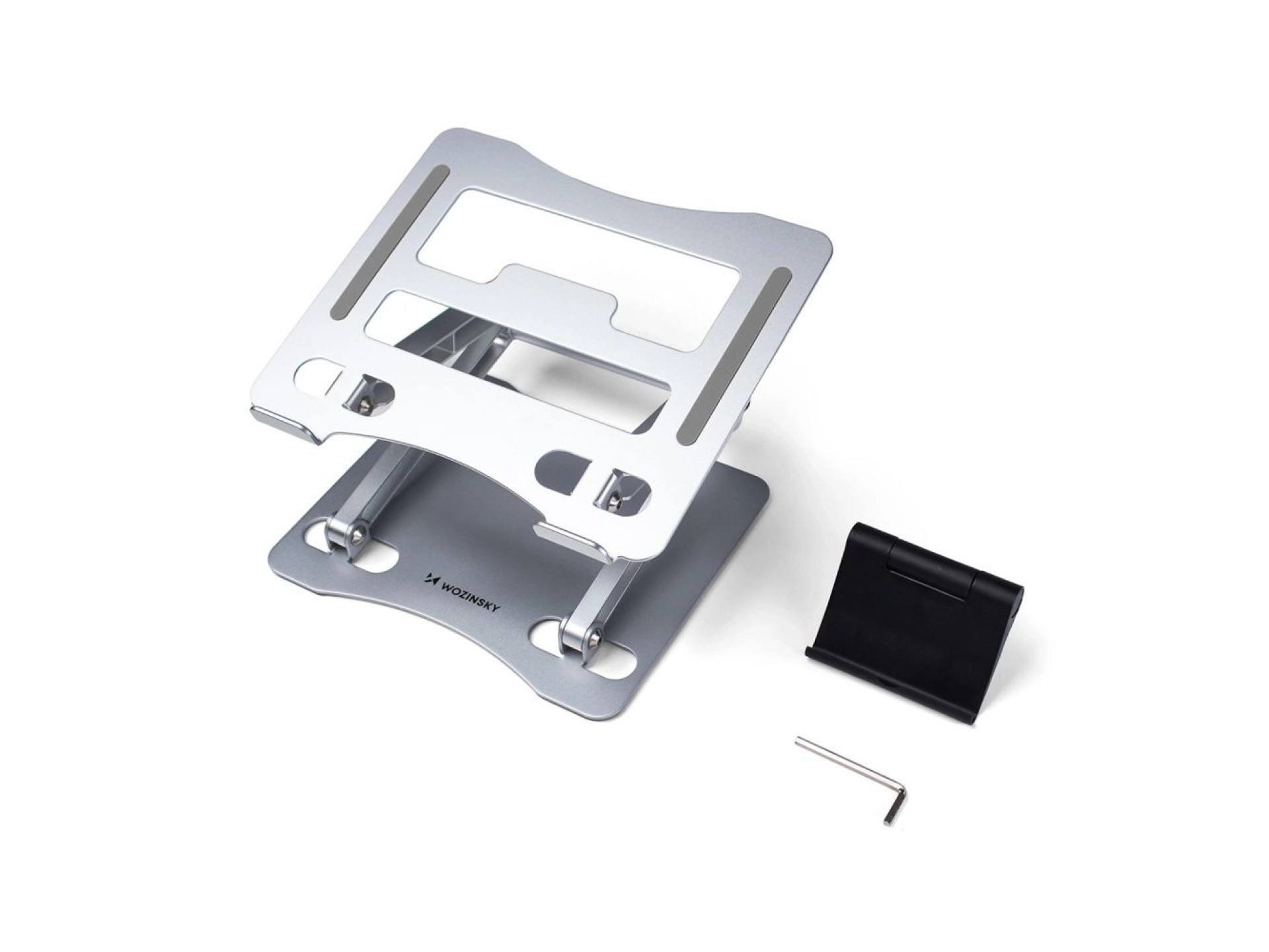 Wozinsky WRS-CPY75DSS Aluminum Laptop and Tablet Stand + Free Smartphone Stand - Silver