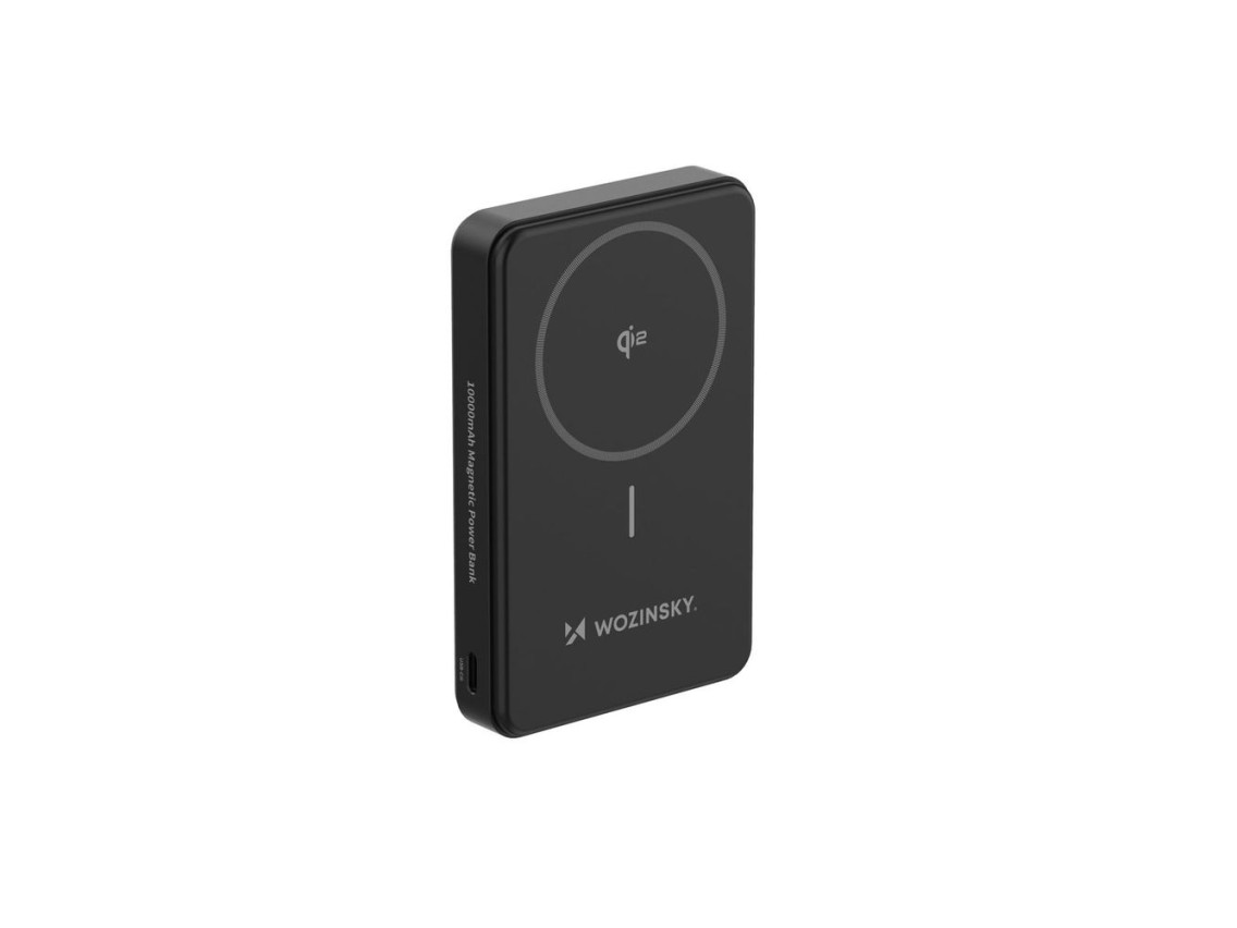 Powerbank Wozinsky WLWP-10KA0Y3S 22.5W PD Qi2 10000 mAh, com suporte, 1x USB-A, 1x USB-C - preto
