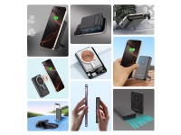 Powerbank Wozinsky WLWP-10KA0Y3S 22.5W PD Qi2 10000 mAh, com suporte, 1x USB-A, 1x USB-C - preto Powerbank Wozinsky WLWP-10KA0Y3S 22.5W PD Qi2 10000 mAh, com suporte, 1x USB-A, 1x USB-C - preto