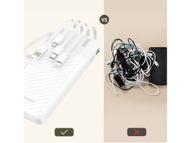 Wozinsky W11-W 10000mAh 10W Powerbank with Built-in Cables and Flashlight - White Wozinsky W11-W 10000mAh 10W Powerbank with Built-in Cables and Flashlight - White