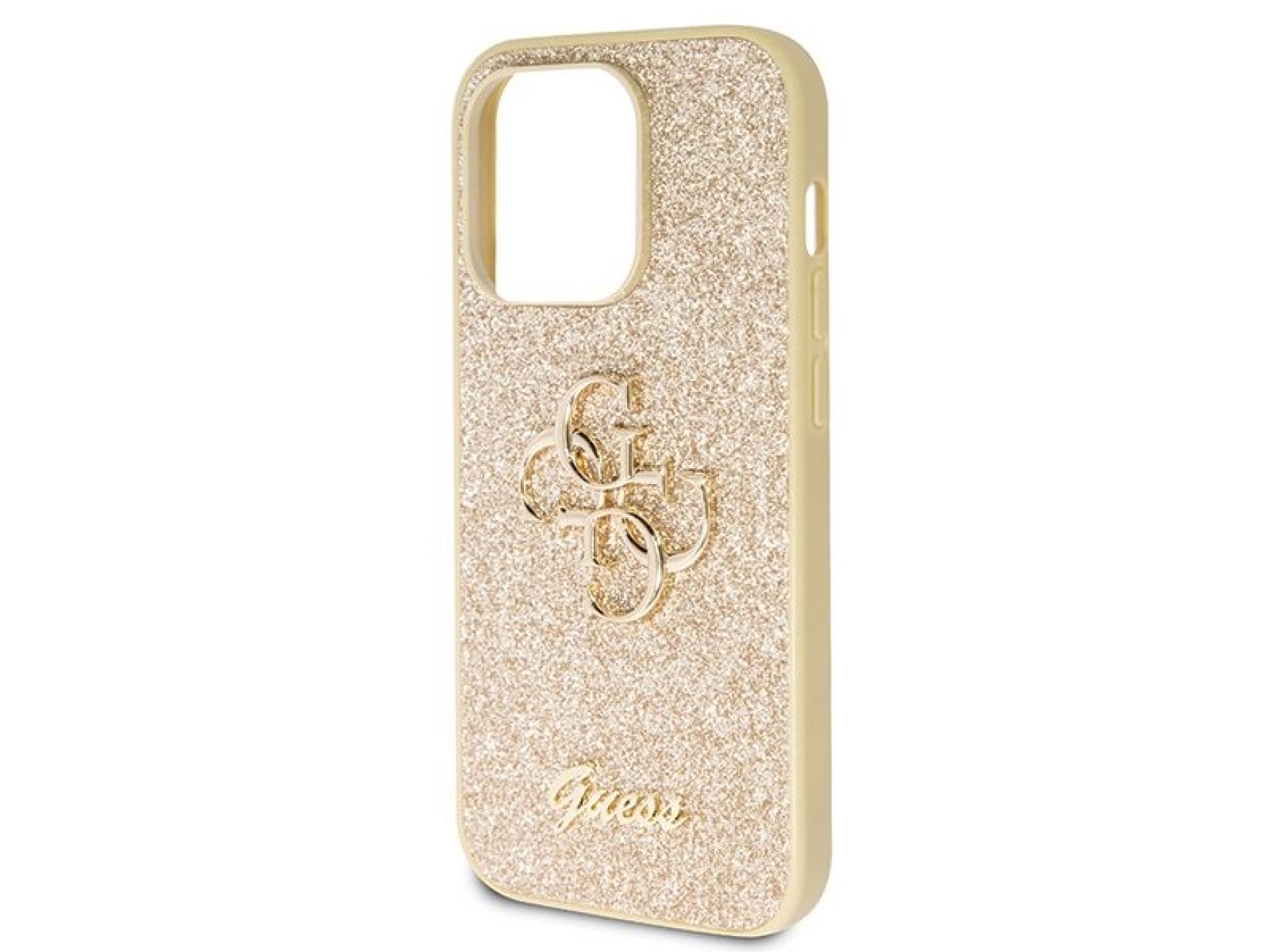 Guess GUHCP14LHG4SGD case for iPhone 14 Pro - gold Glitter Script Big 4G