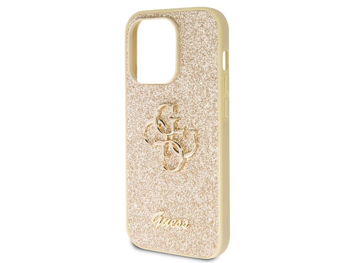 Guess GUHCP14LHG4SGD case for iPhone 14 Pro - gold Glitter Script Big 4G