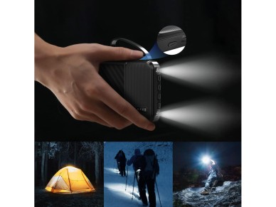 Batería externa Wozinsky W11-B de 10000 mAh y 10 W con cables integrados y linterna - Negra Batería externa Wozinsky W11-B de 10000 mAh y 10 W con cables integrados y linterna - Negra