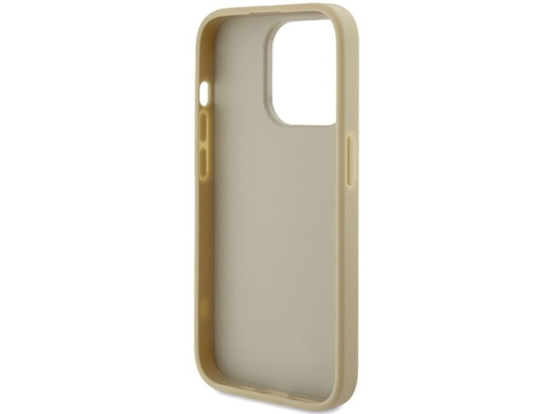 Funda Guess Glitter Script Big 4G para iPhone 15 Pro - Dorada