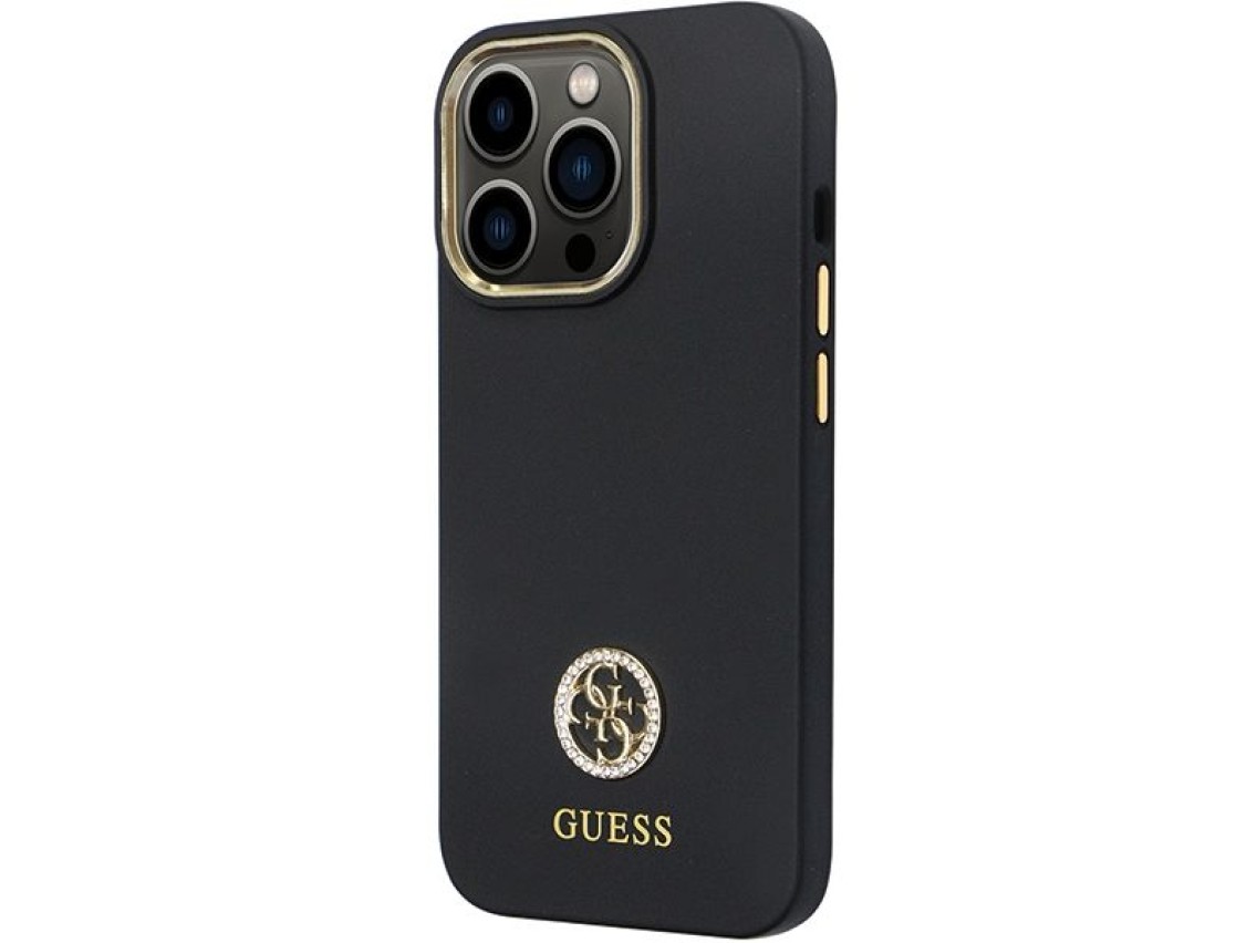 Guess GUHCP13LM4DGPK case for iPhone 13 Pro / 13 - black Silicone Logo Strass 4G