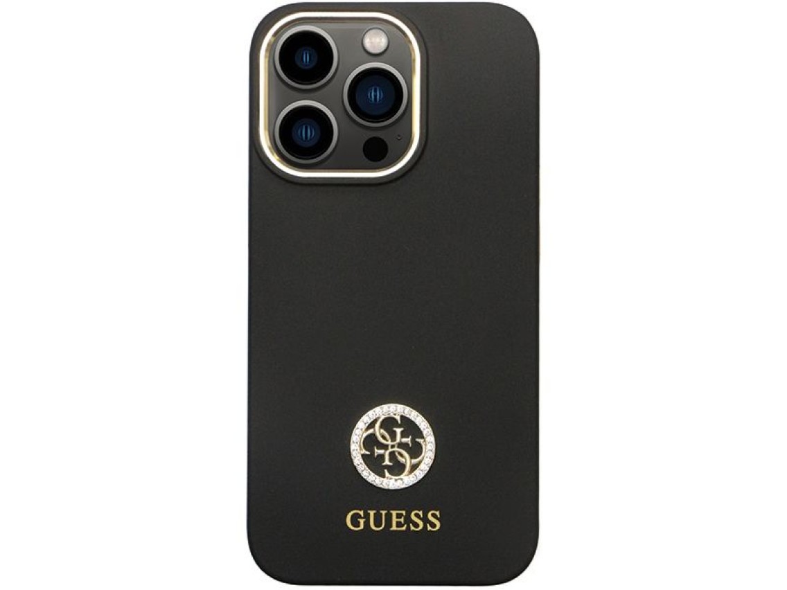 Guess GUHCP13LM4DGPK case for iPhone 13 Pro / 13 - black Silicone Logo Strass 4G