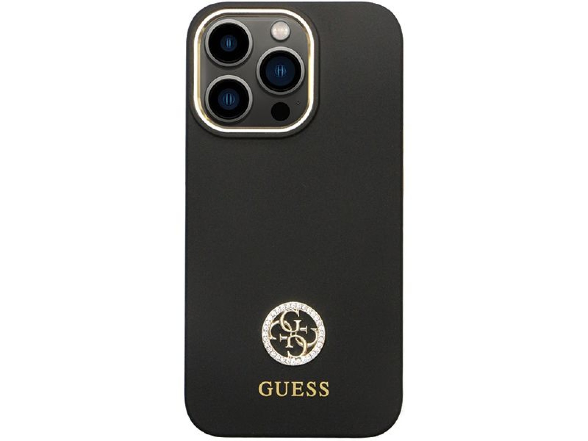 Guess GUHCP13LM4DGPK case for iPhone 13 Pro / 13 - black Silicone Logo Strass 4G