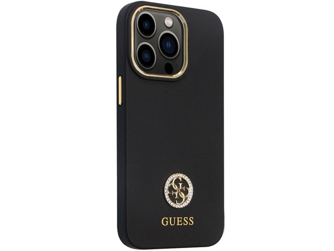 Guess GUHCP13LM4DGPK case for iPhone 13 Pro / 13 - black Silicone Logo Strass 4G