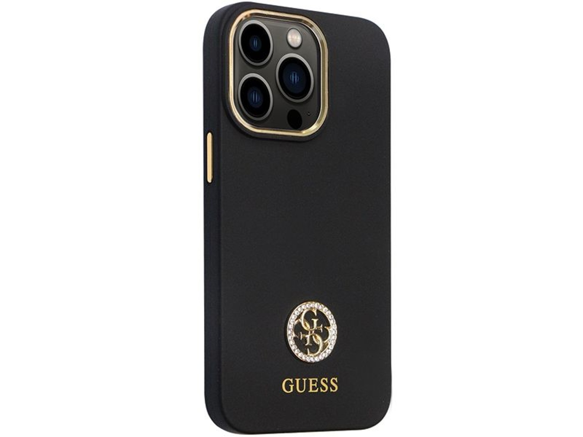 Guess GUHCP13LM4DGPK case for iPhone 13 Pro / 13 - black Silicone Logo Strass 4G