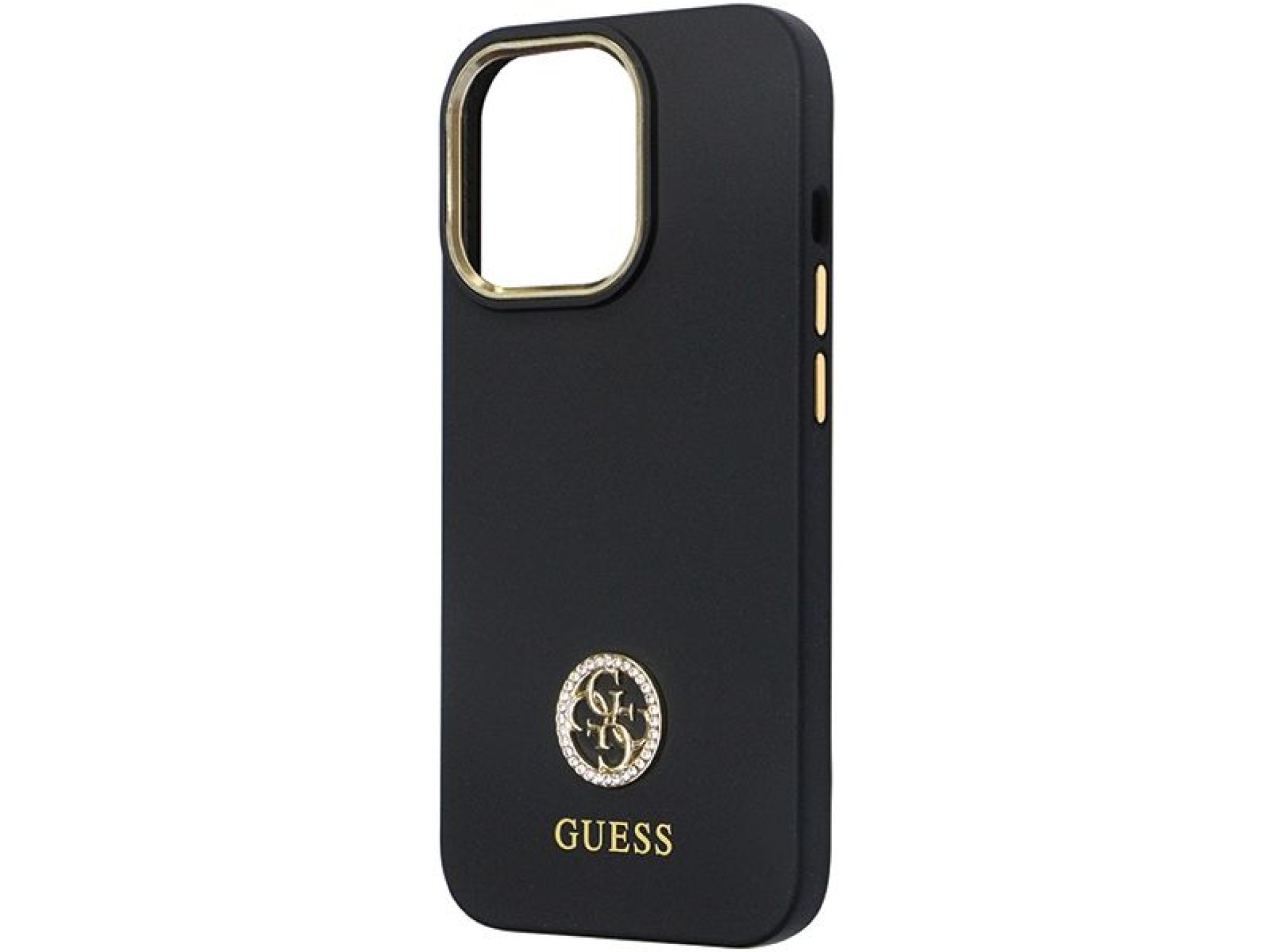 Guess GUHCP13LM4DGPK case for iPhone 13 Pro / 13 - black Silicone Logo Strass 4G