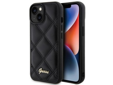 Guess Quilted Metal Logo case for iPhone 15 - black Guess Quilted Metal Logo case for iPhone 15 - black