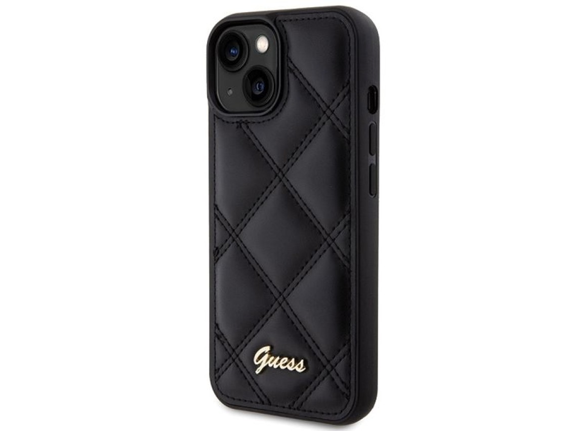 Guess Quilted Metal Logo case for iPhone 15 - black