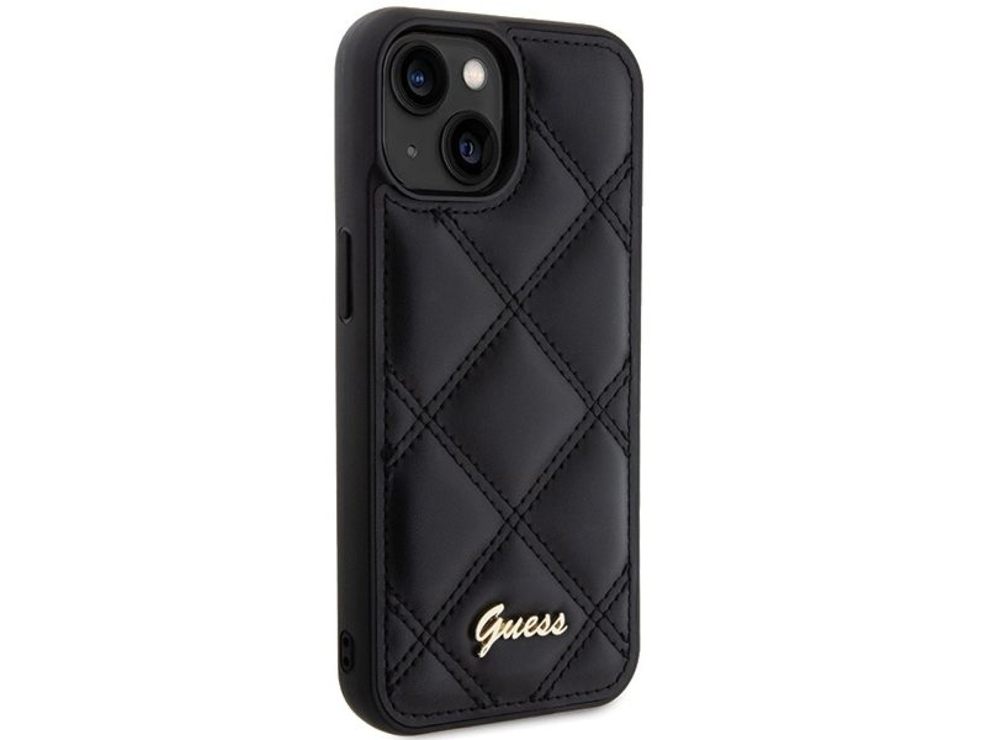 Guess Quilted Metal Logo case for iPhone 15 - black
