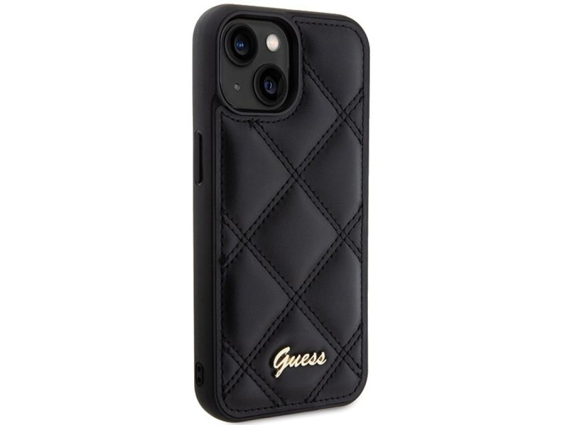 Guess Quilted Metal Logo case for iPhone 15 - black