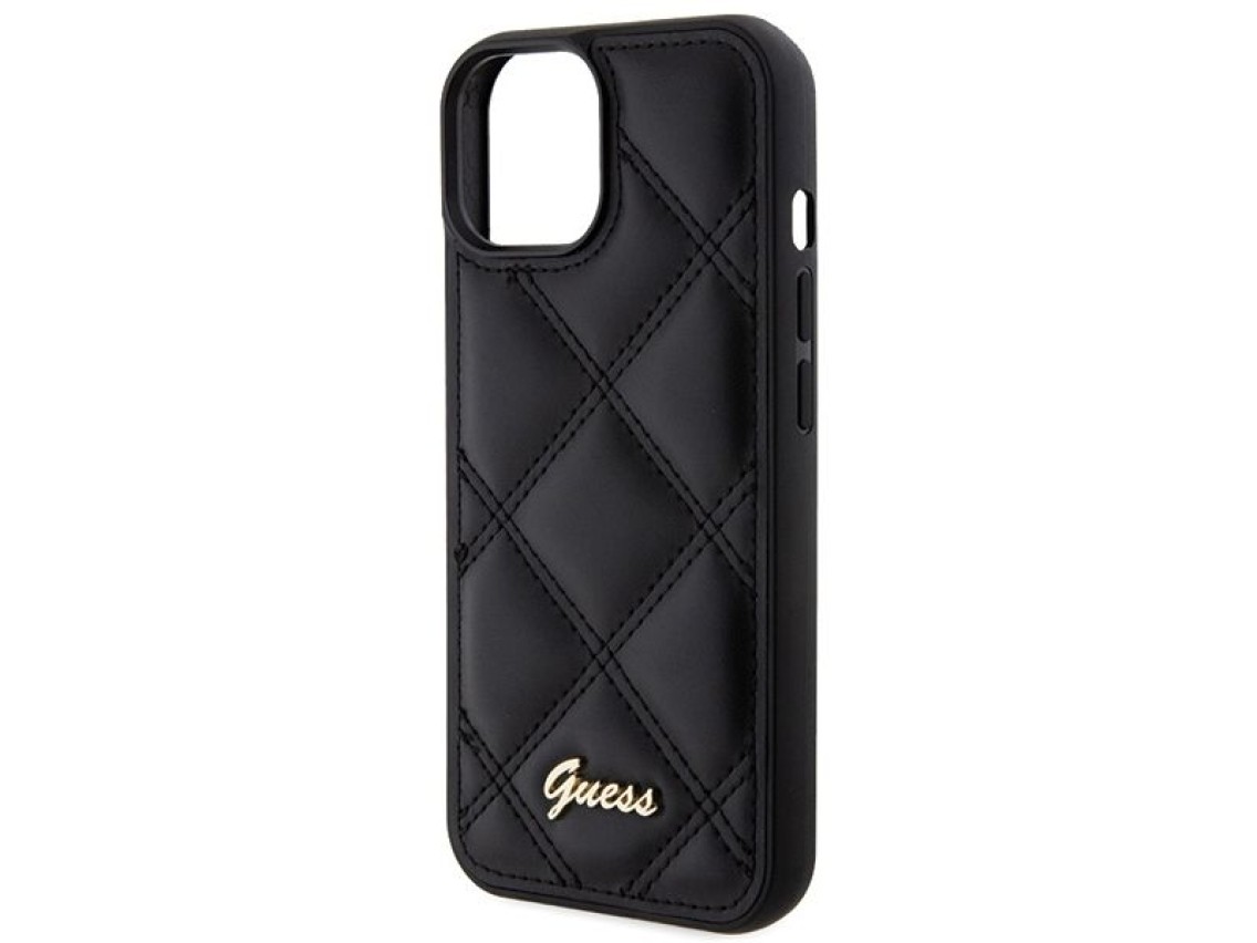 Guess Quilted Metal Logo case for iPhone 15 - black