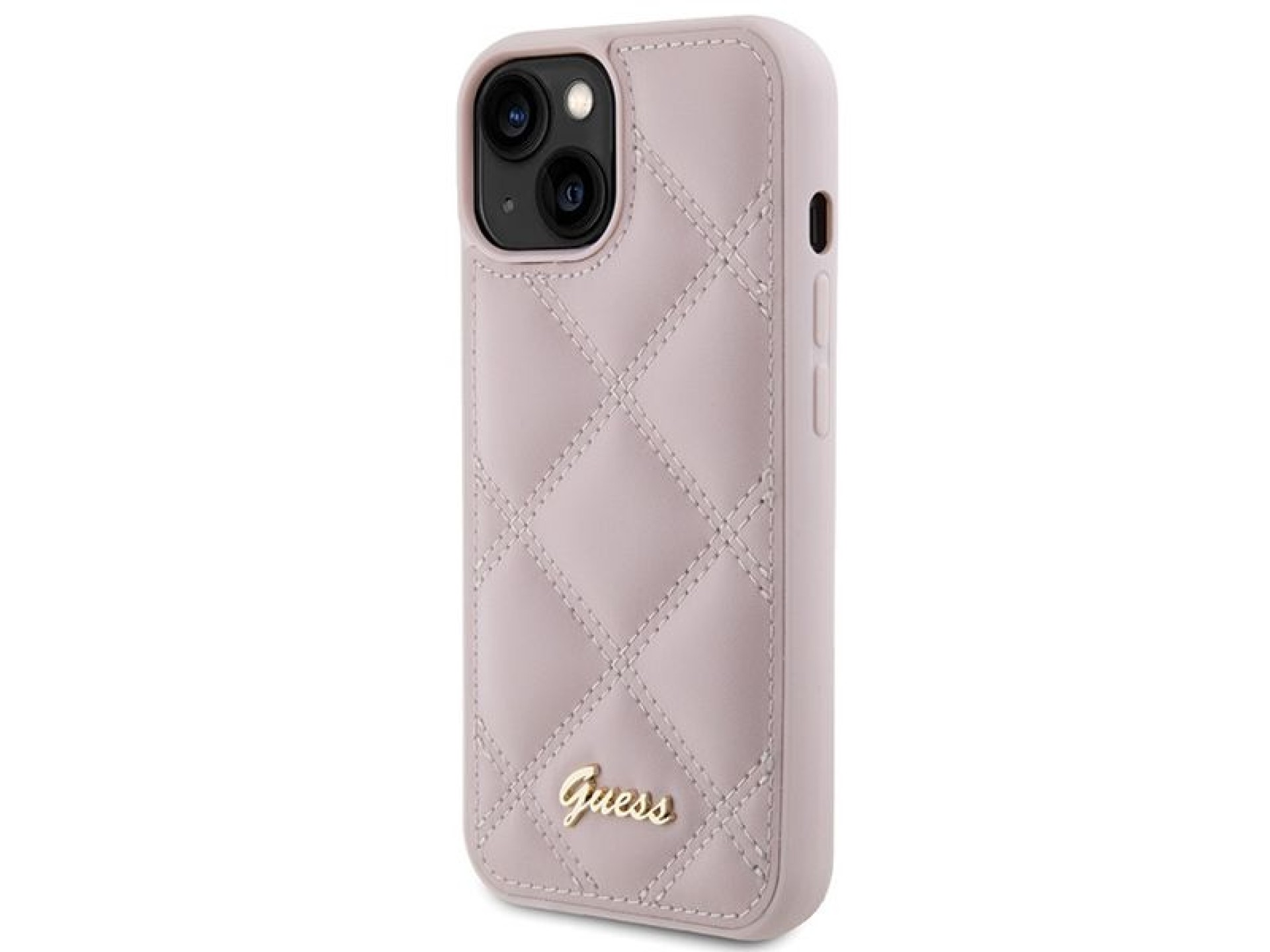 Capa Guess com logo metálico acolchoado para iPhone 15 - rosa
