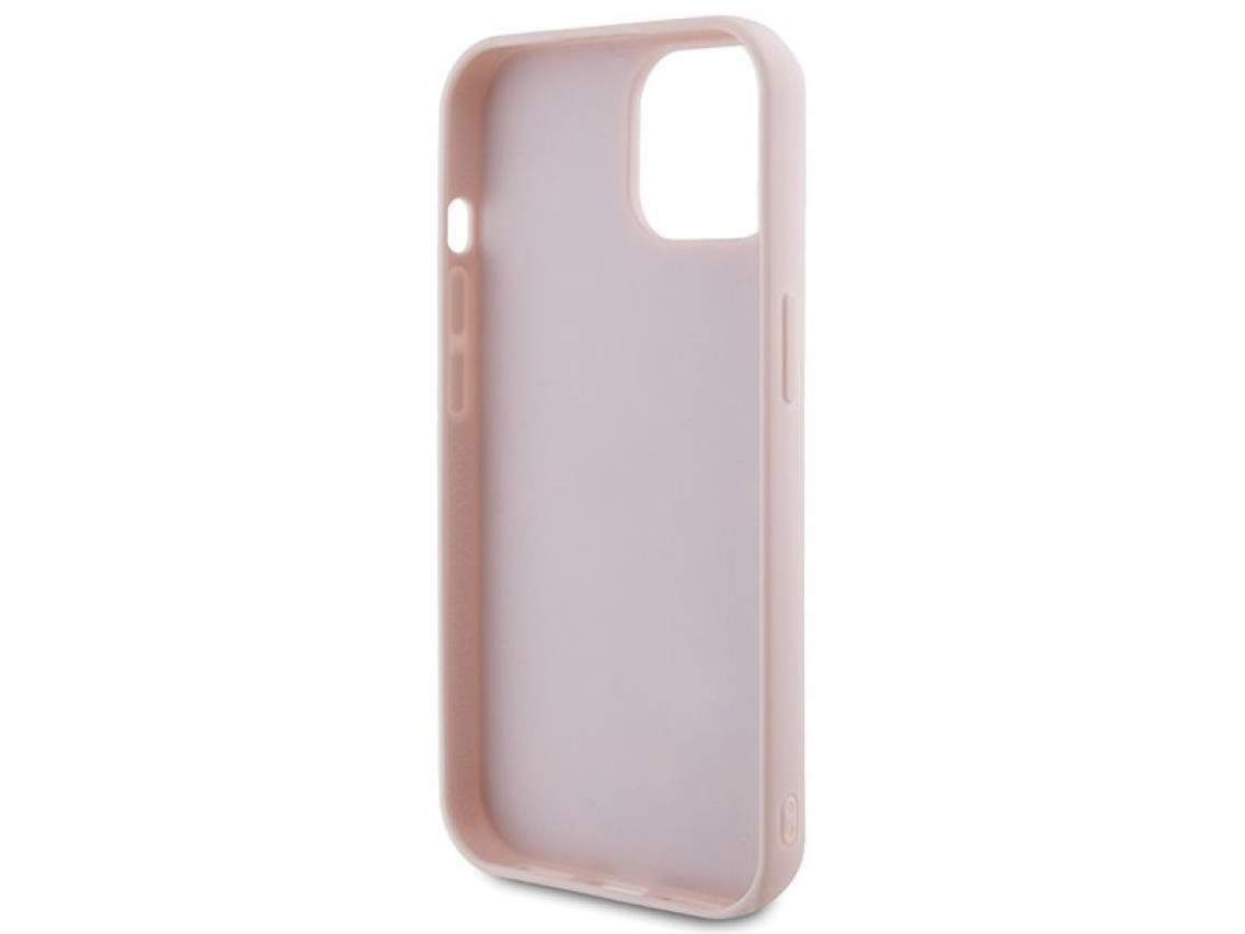 Capa Guess com logo metálico acolchoado para iPhone 15 - rosa