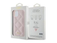 Capa Guess com logo metálico acolchoado para iPhone 15 - rosa Capa Guess com logo metálico acolchoado para iPhone 15 - rosa