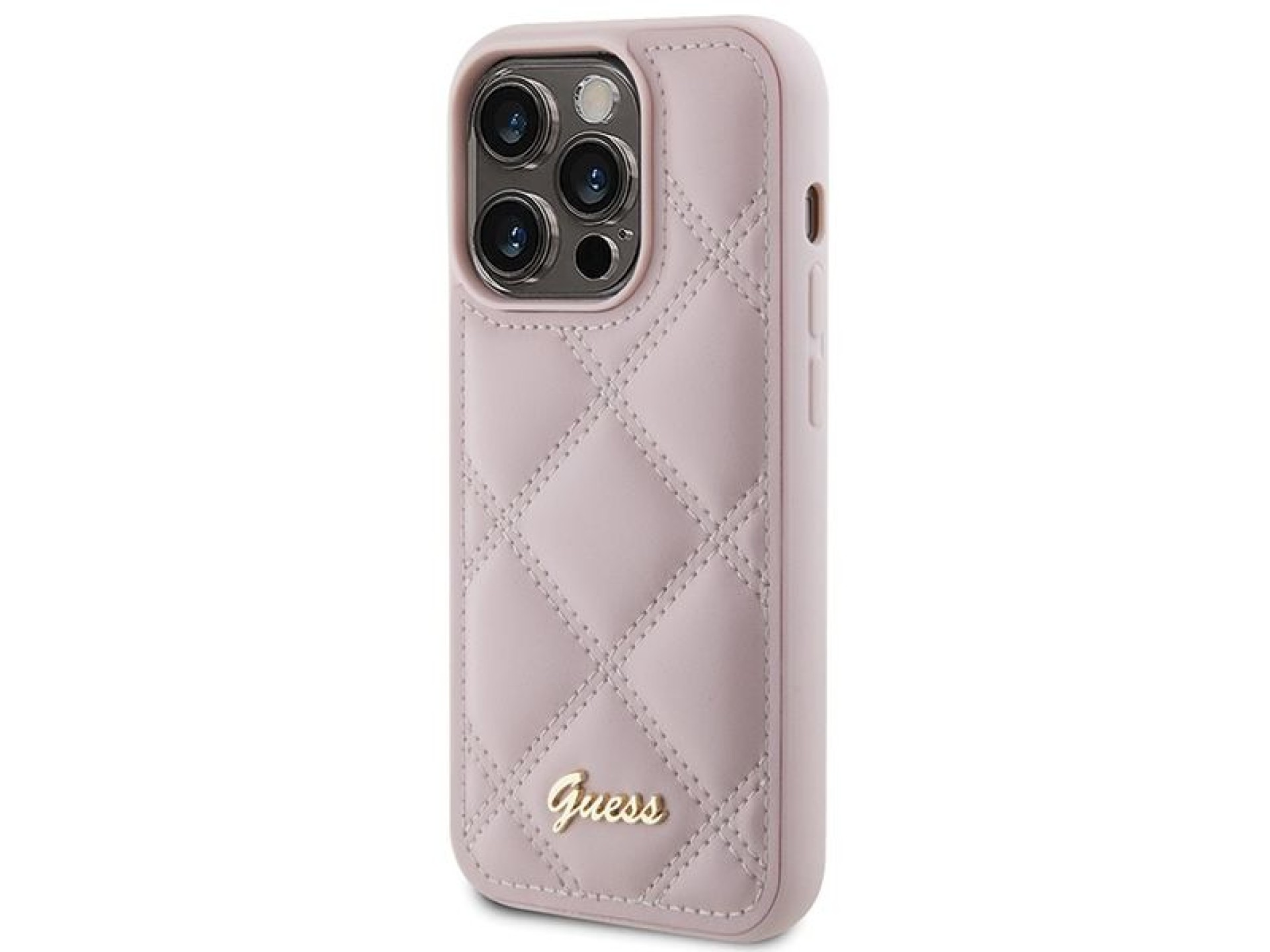 Capa Guess Quilted Metal Logo para iPhone 15 Pro - rosa