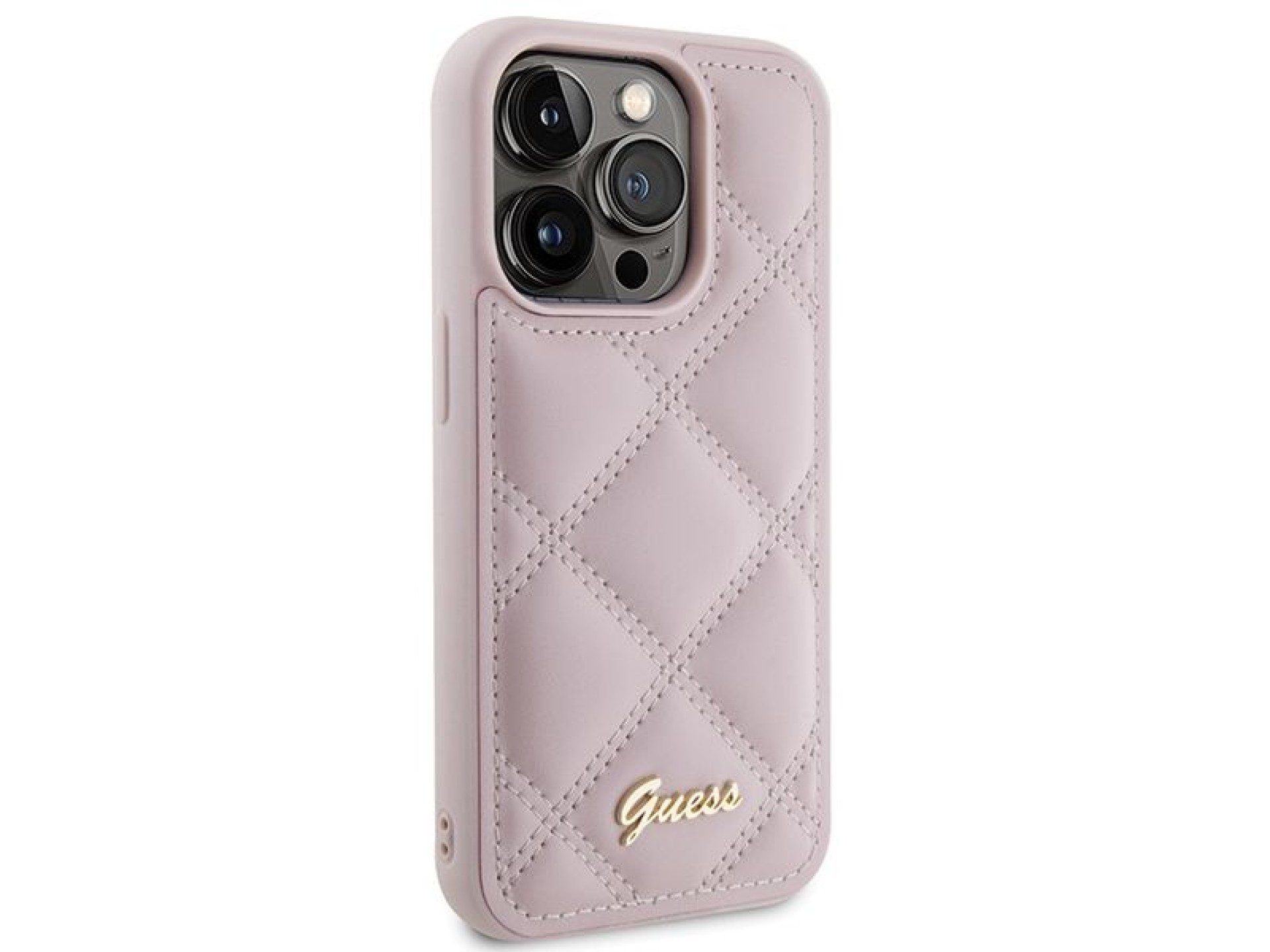 Capa Guess Quilted Metal Logo para iPhone 15 Pro - rosa