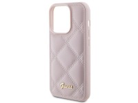 Capa Guess Quilted Metal Logo para iPhone 15 Pro - rosa Capa Guess Quilted Metal Logo para iPhone 15 Pro - rosa