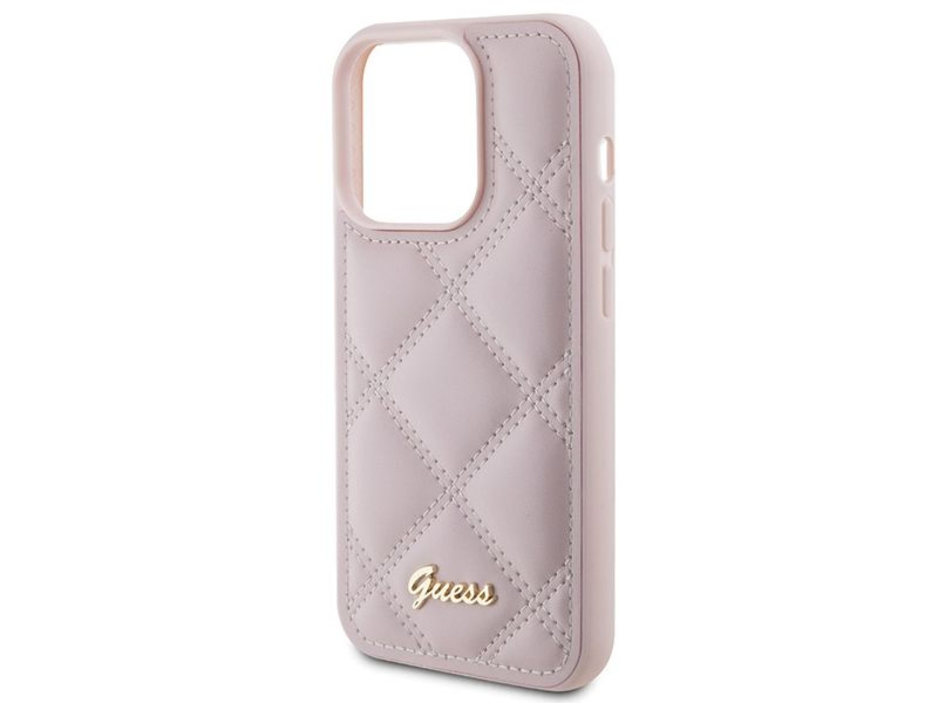 Capa Guess Quilted Metal Logo para iPhone 15 Pro - rosa
