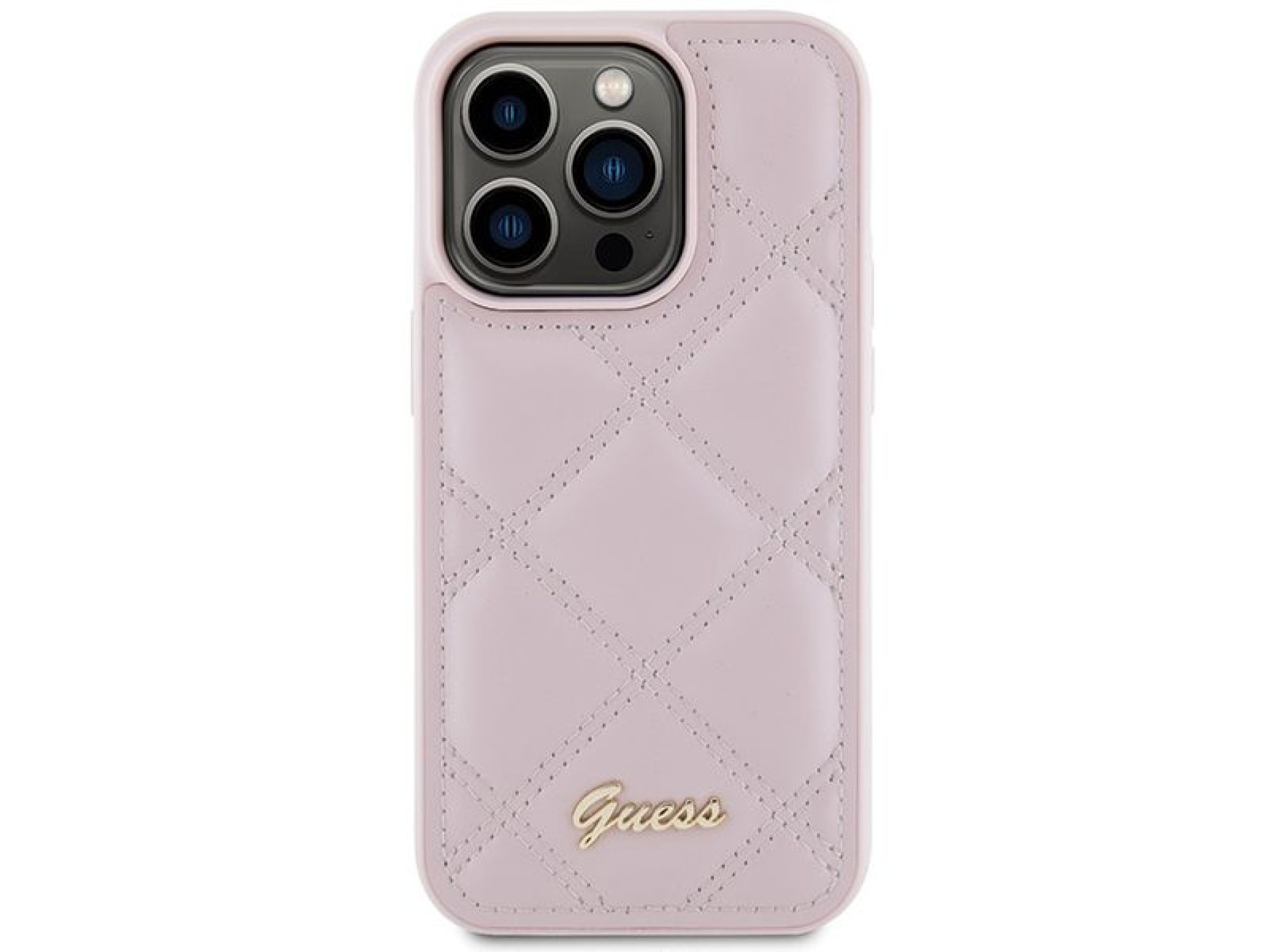 Guess Quilted Metal Logo case for iPhone 15 Pro Max - pink
