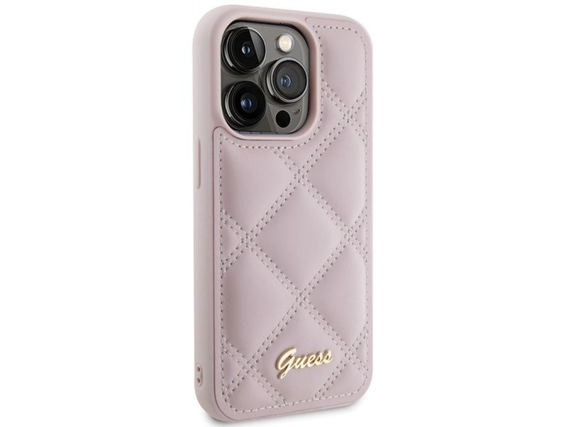 Guess Quilted Metal Logo case for iPhone 15 Pro Max - pink