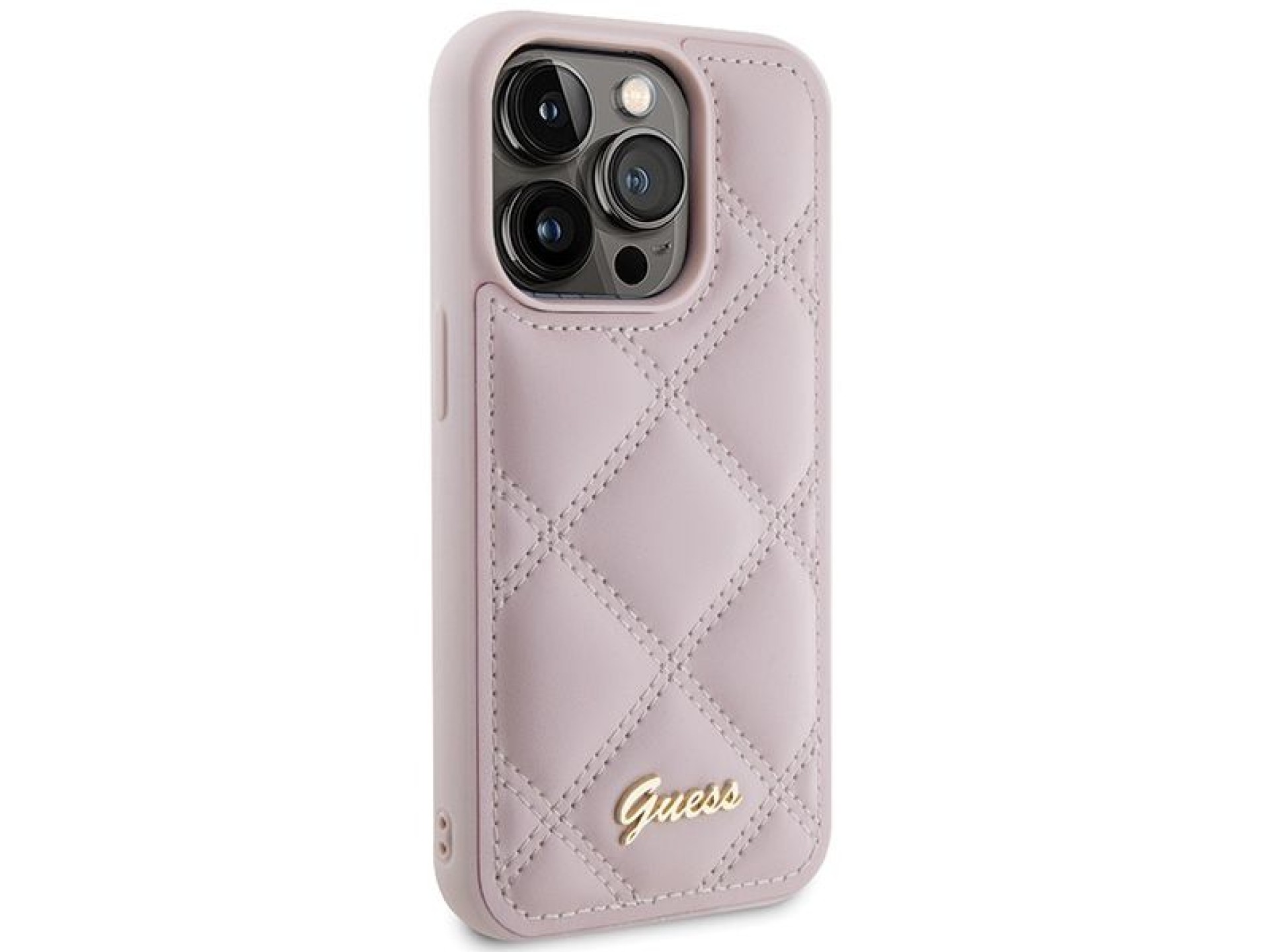 Guess Quilted Metal Logo case for iPhone 15 Pro Max - pink