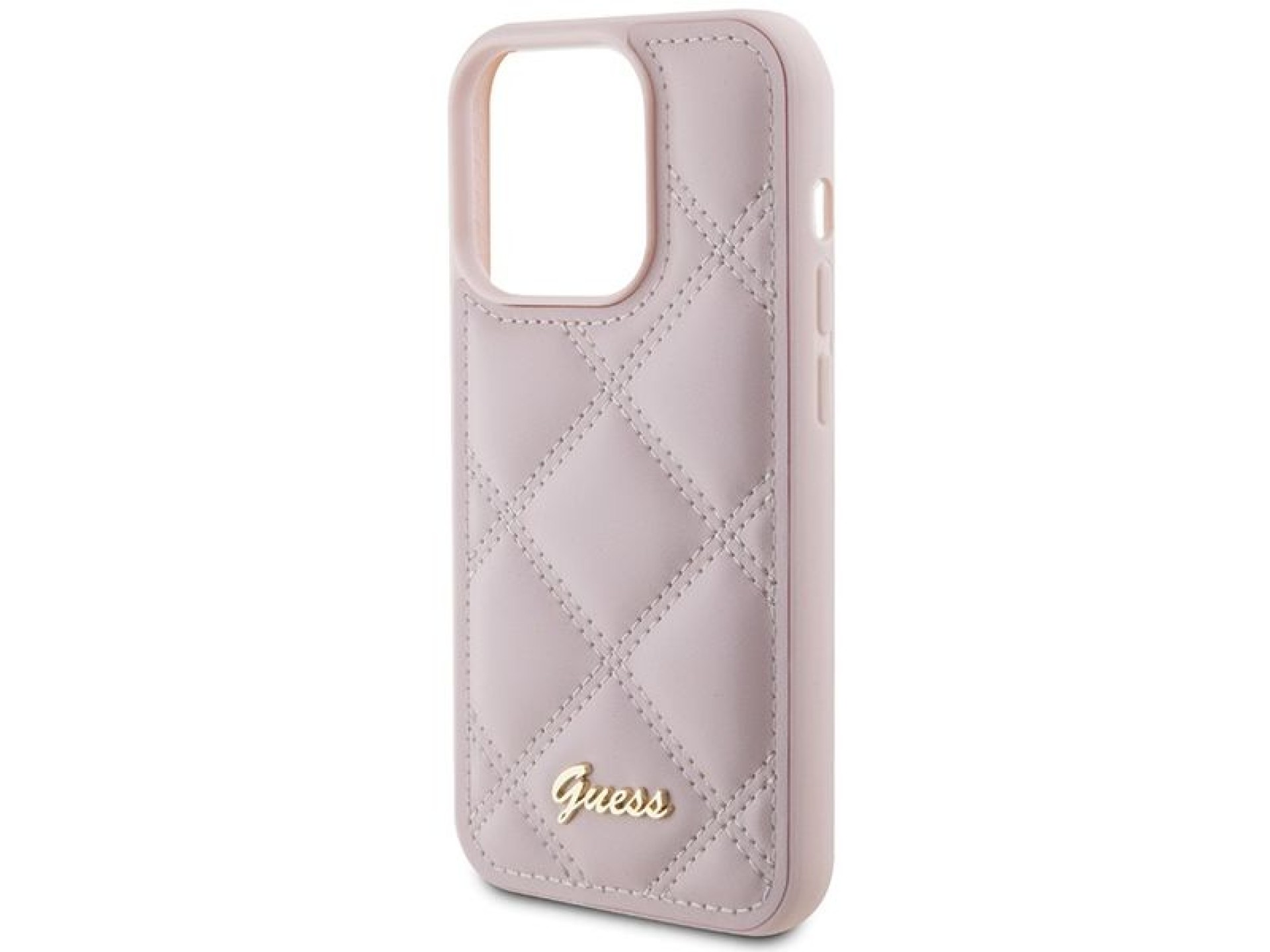 Guess Quilted Metal Logo case for iPhone 15 Pro Max - pink