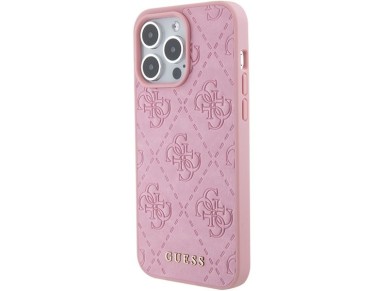 Capa r�gida Guess GUHCP15XP4EPMP para iPhone 15 Pro Max 6.7" rosa/rosa com detalhes em couro e tecno