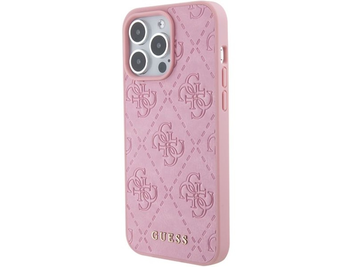 Guess GUHCP15XP4EPMP iPhone 15 Pro Max 6.7" pink/pink hardcase Leather 4G Stamped