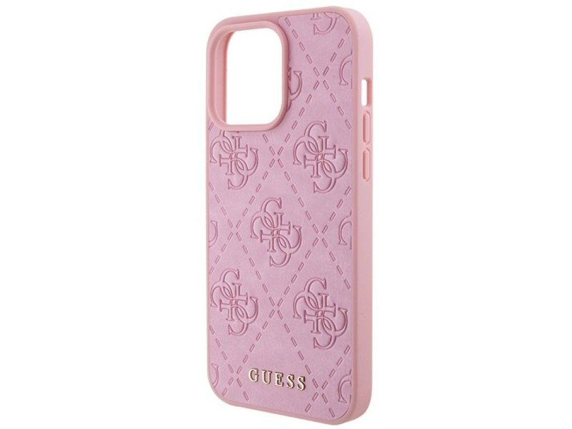 Guess GUHCP15XP4EPMP iPhone 15 Pro Max 6.7" pink/pink hardcase Leather 4G Stamped