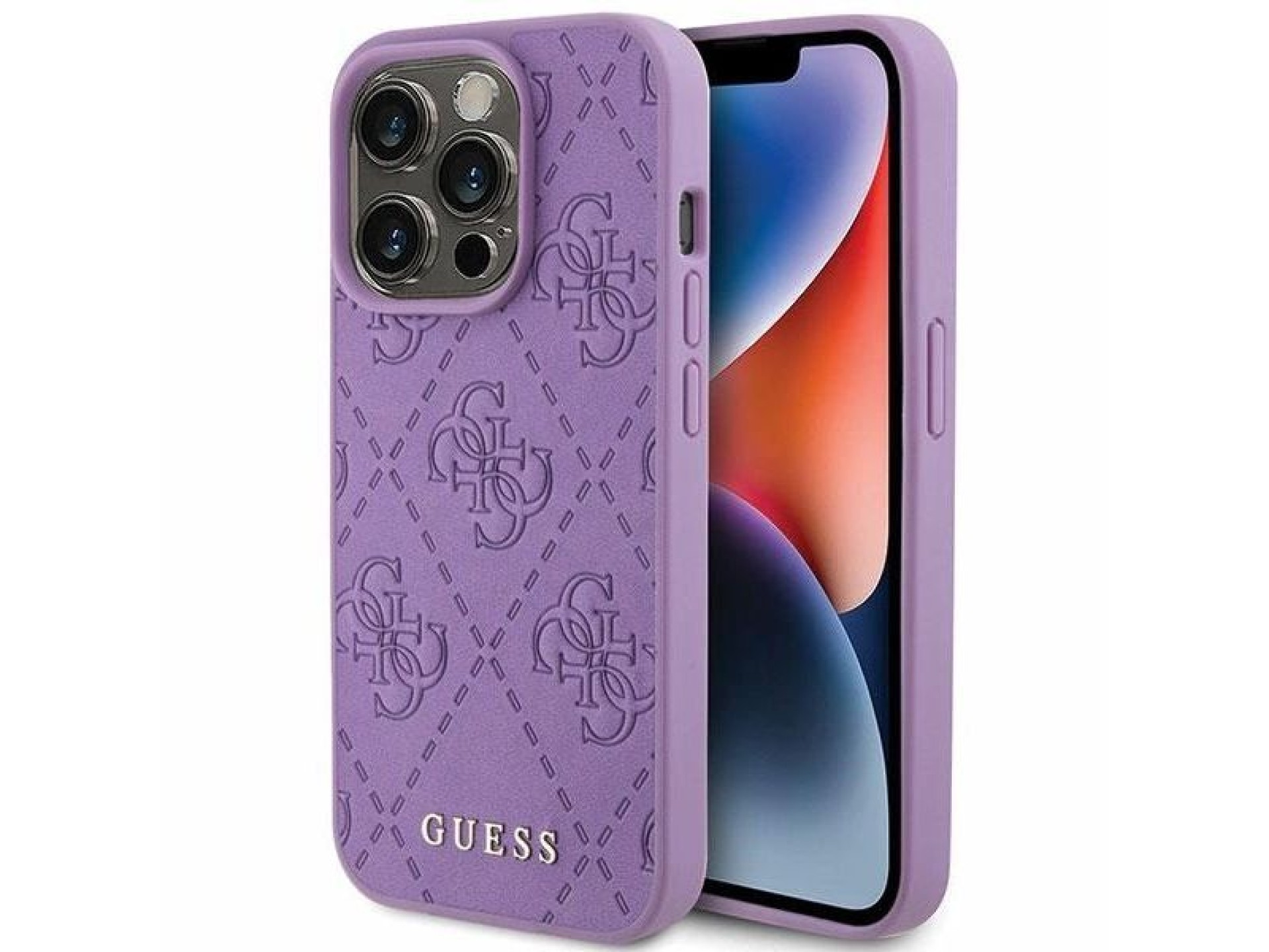 Guess Leather 4G Stamped case for iPhone 15 Pro Max - purple