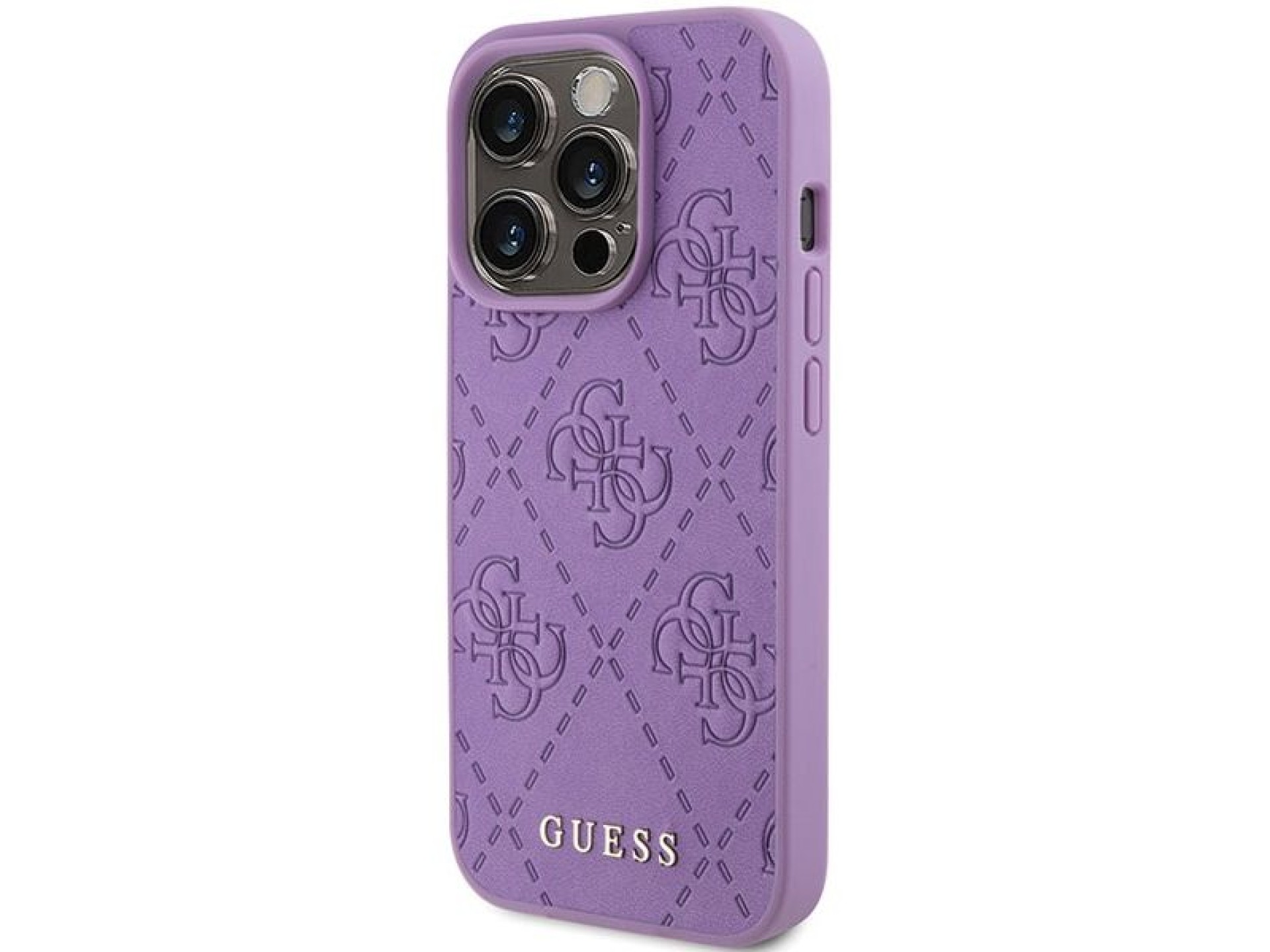 Guess Leather 4G Stamped case for iPhone 15 Pro Max - purple