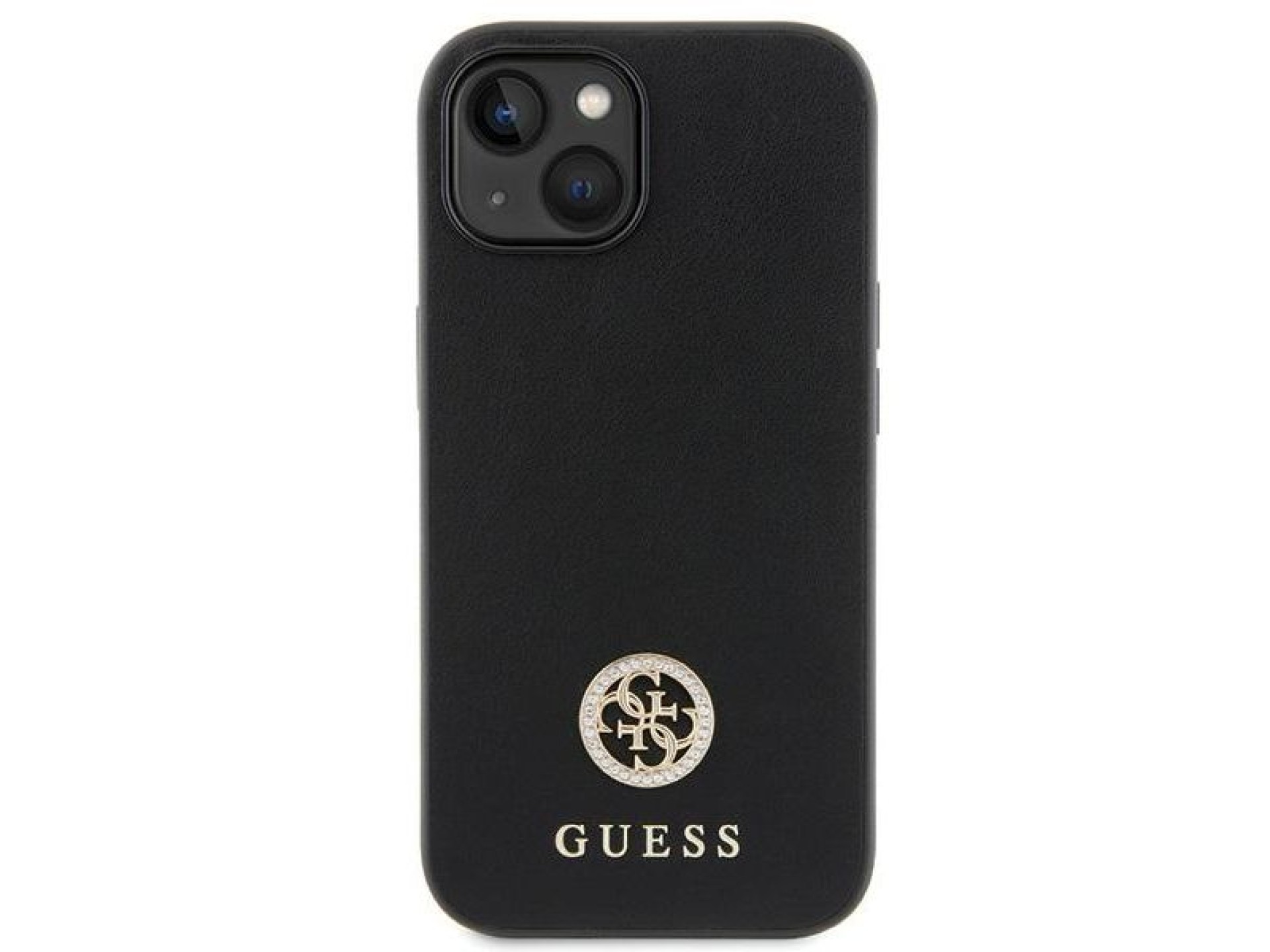 Capa rígida preta/preta Guess GUHCP15MPS4DGPK para iPhone 15 Plus de 6,7 polegadas com logotipo metá