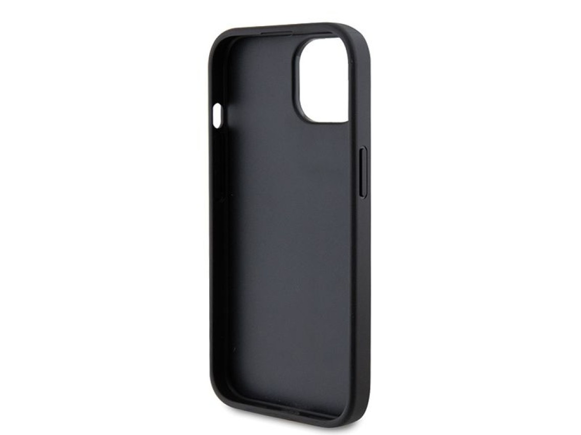 Capa rígida preta/preta Guess GUHCP15MPS4DGPK para iPhone 15 Plus de 6,7 polegadas com logotipo metá