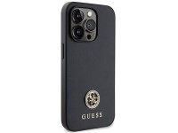 Capa rígida preta/preta Guess GUHCP15LPS4DGPK para iPhone 15 Pro de 6,1 polegadas com logotipo metál Capa rígida preta/preta Guess GUHCP15LPS4DGPK para iPhone 15 Pro de 6,1 polegadas com logotipo metál