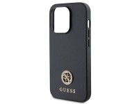 Capa rígida preta/preta Guess GUHCP15LPS4DGPK para iPhone 15 Pro de 6,1 polegadas com logotipo metál Capa rígida preta/preta Guess GUHCP15LPS4DGPK para iPhone 15 Pro de 6,1 polegadas com logotipo metál
