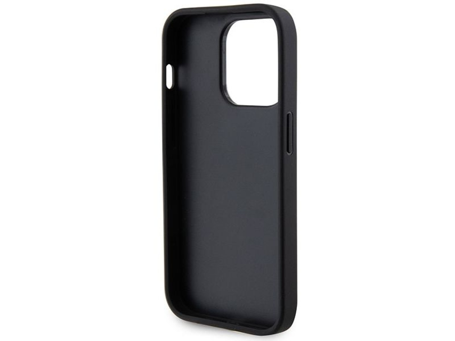 Funda Guess de piel perforada con logo brillante 4G para iPhone 15 Pro - Negra
