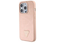 Guess Croco Triangle Metal Logo case for iPhone 15 Pro - pink Guess Croco Triangle Metal Logo case for iPhone 15 Pro - pink
