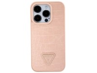Guess Croco Triangle Metal Logo case for iPhone 15 Pro - pink Guess Croco Triangle Metal Logo case for iPhone 15 Pro - pink