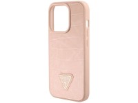 Guess Croco Triangle Metal Logo case for iPhone 15 Pro - pink Guess Croco Triangle Metal Logo case for iPhone 15 Pro - pink
