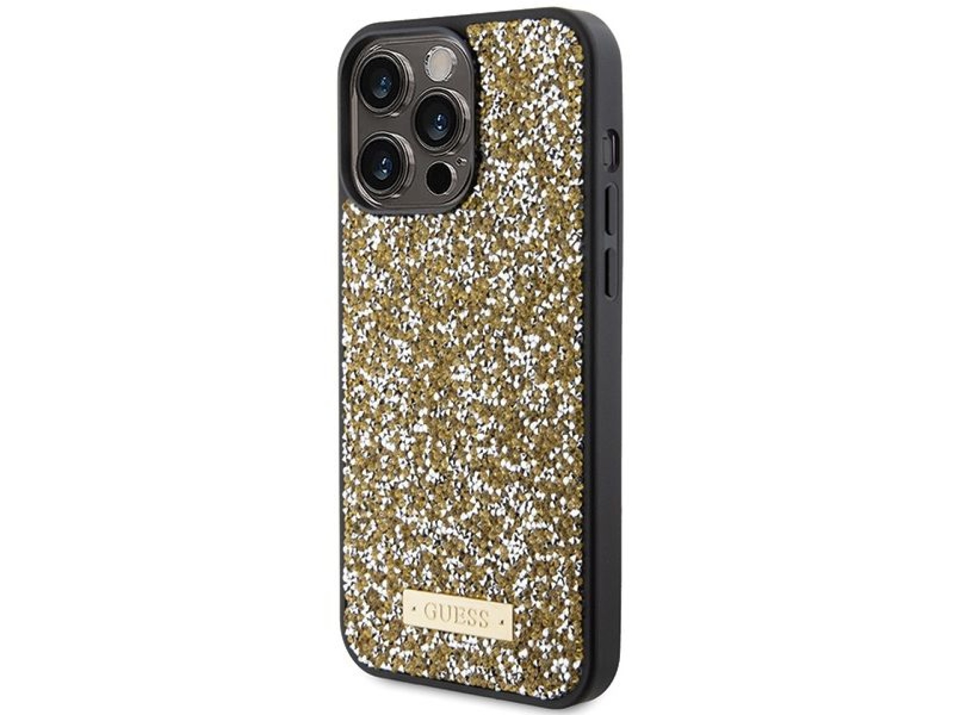 Guess Rhinestone Metal Logo case for iPhone 15 Pro - yellow