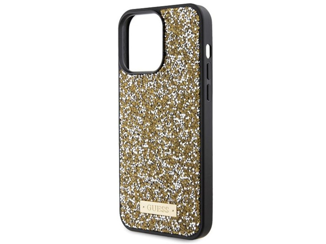 Guess Rhinestone Metal Logo case for iPhone 15 Pro - yellow