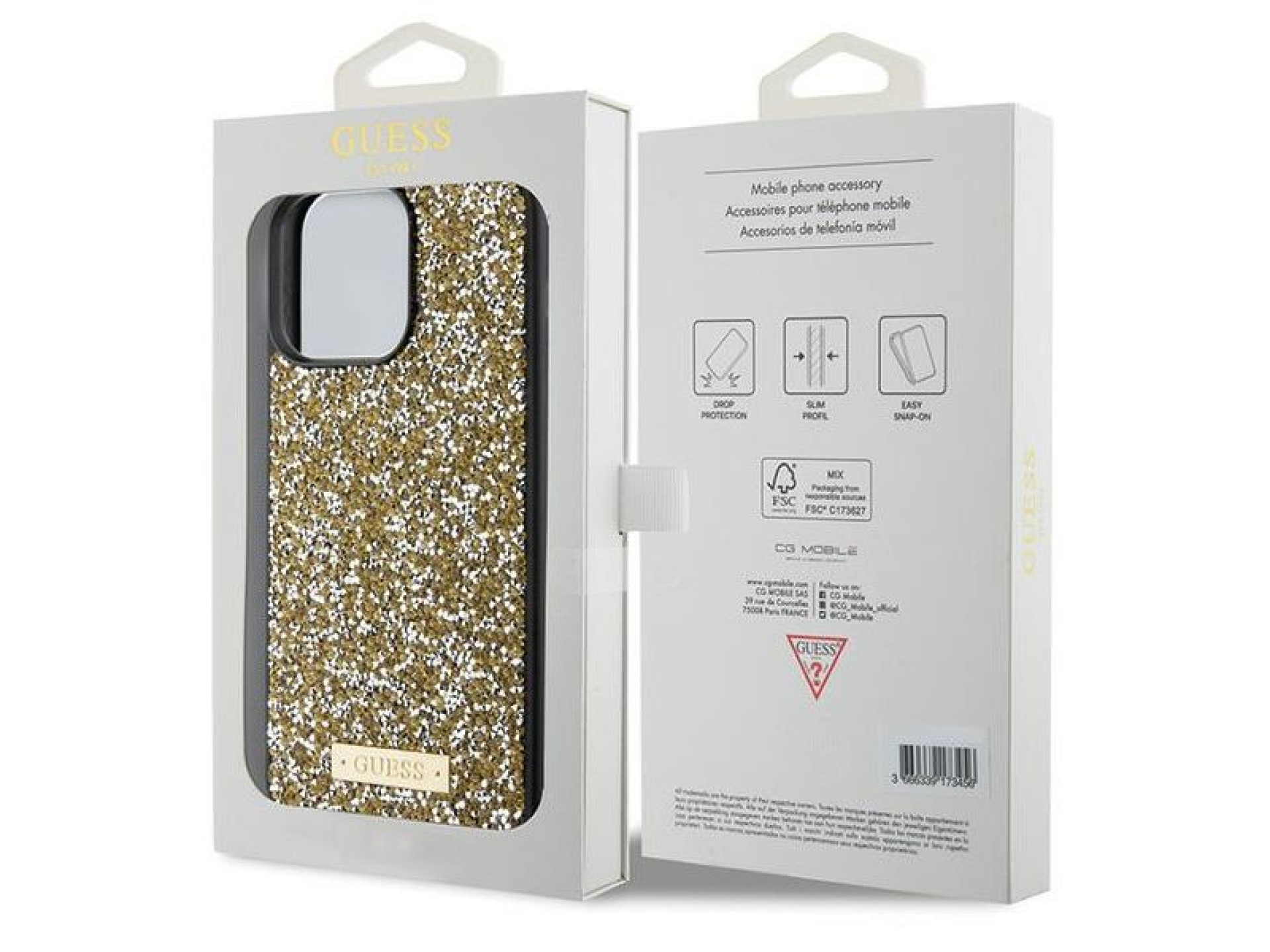 Guess Rhinestone Metal Logo case for iPhone 15 Pro - yellow